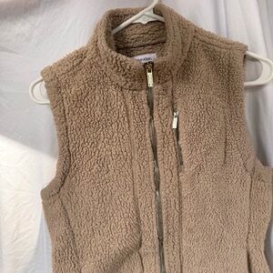 Calvin Klein Women's Beige Sherpa Fleece Vest
